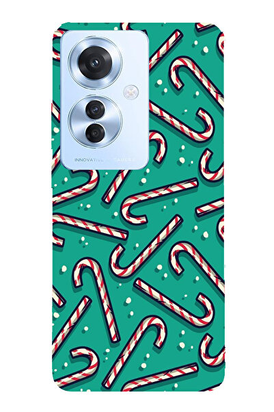 TechTree حافظة سيليكون مطبوع متوافقة مع هاتف OPPO Reno 11F مع حلوى عيد الميلا...