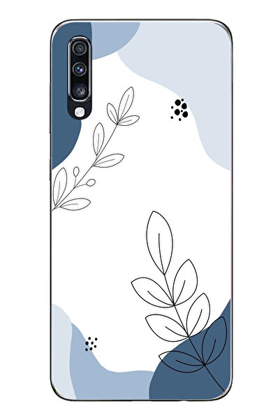 TechTree حافظة سيليكون متوافقة مع هاتف سامسونج جالاكسي A70 باللون الأزرق وخطو...