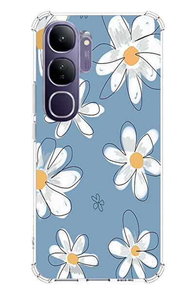 TechTree حافظة سيليكون متوافقة مع هاتف Vivo V40 Lite باللون الأزرق ديزي جاردن...