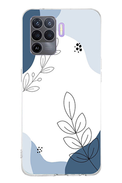 TechTree حافظة سيليكون متوافقة مع هاتف OPPO Reno 5 Lite ذات أشكال هادئة زرقاء...