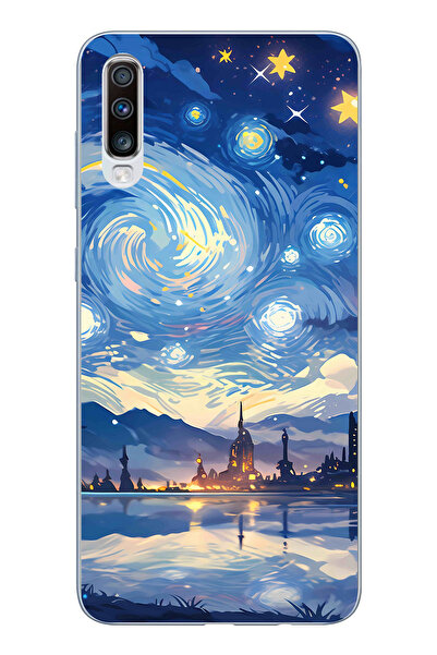 TechTree حافظة سيليكون متوافقة مع هاتف سامسونج جالاكسي A50-A30S بتصميم السماء...