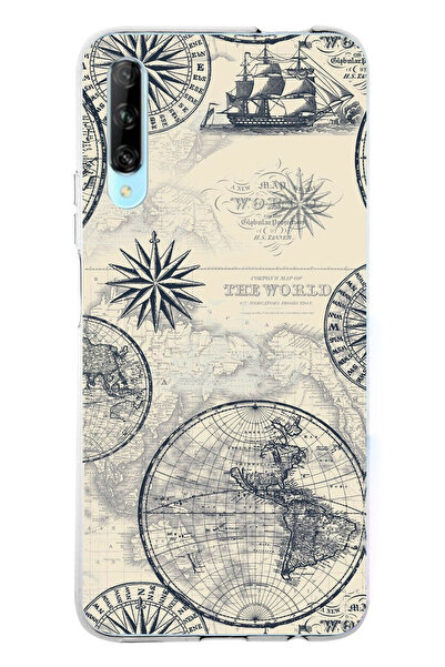 TechTree حافظة سيليكون متوافقة مع هاتف Huawei P Smart PRO وخرائط العالم القدي...