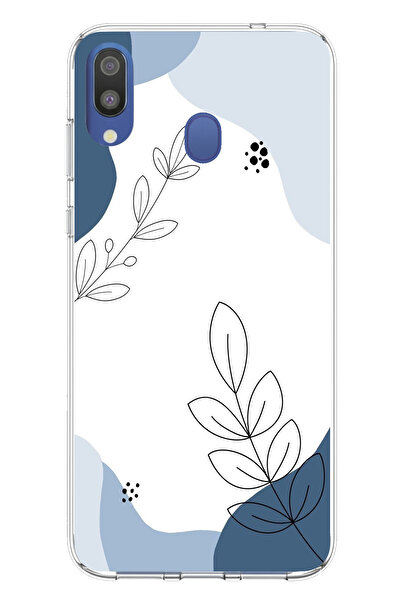 TechTree حافظة سيليكون مطبوعة بأشكال هادئة زرقاء وخطوط نباتية متوافقة مع هاتف...