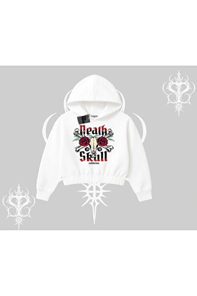 Tarzsokak سترة قصيرة بغطاء للرأس بتصميم جمجمة وورود بطراز فينتاج ويست كوست ري...