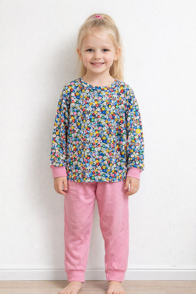 CRAZY MONKEY Set pijama subțire din bumbac Flower cu imprimeu