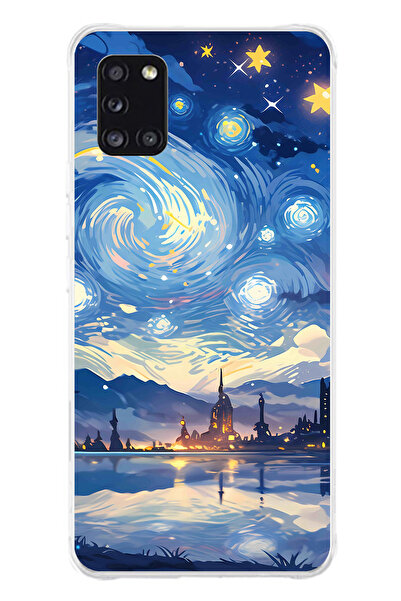 TechTree حافظة سيليكون متوافقة مع هاتف سامسونج جالاكسي A31 بتصميم السماء المر...