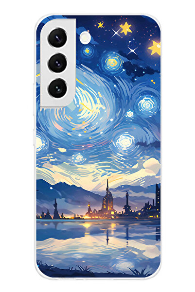 TechTree حافظة سيليكون متوافقة مع هاتف سامسونج جالاكسي S22 بتصميم السماء المر...