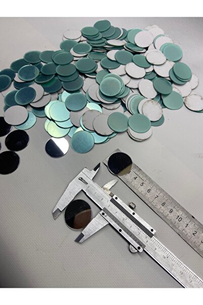 pleksiaksesuar dekoratif -100 Adet 3x3 cm Yuvarlak Aynalı Pleksi Gümüş Renk-Y...