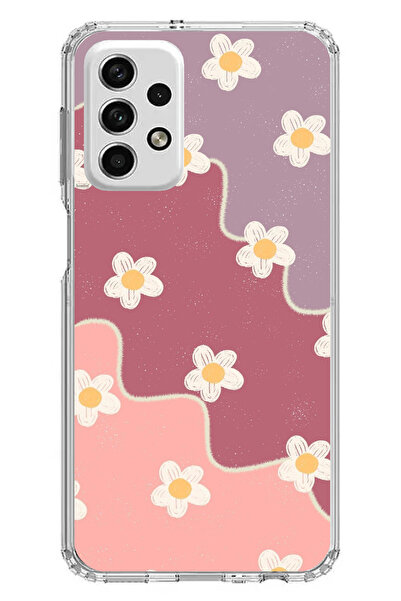 TechTree حافظة سيليكون متوافقة مع هاتف سامسونج جالاكسي A73 بلون الورد المجفف والليلكي المموج مطبوع