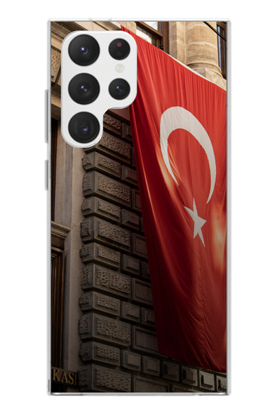 TechTree حافظة سيليكون متوافقة مع هاتف سامسونج جالاكسي S22 الترا بعلم تركيا م...