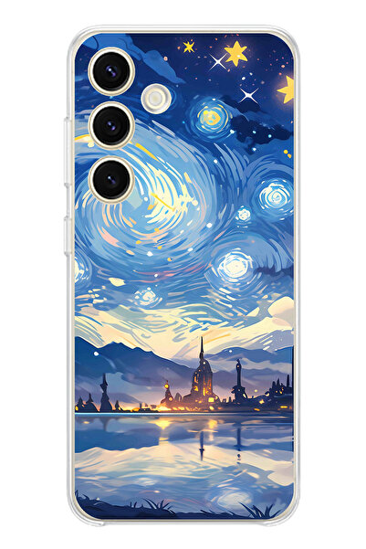 TechTree حافظة سيليكون متوافقة مع هاتف سامسونج جالاكسي S24 بتصميم السماء المر...