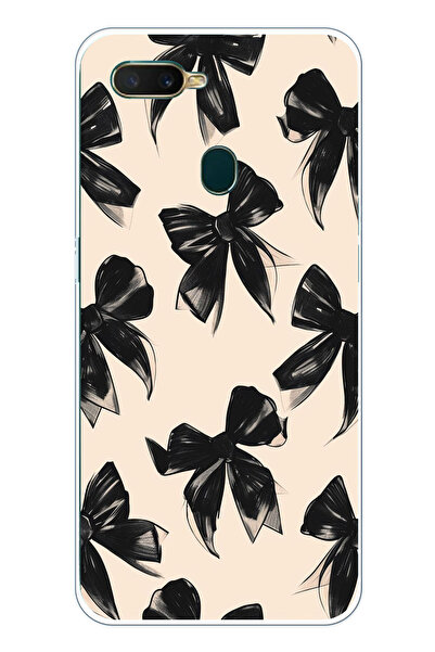 TechTree حافظة سيليكون متوافقة مع هاتف اوبو A5S-AX7-A12 باللون الأسود مطبوع