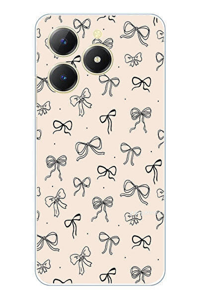 TechTree حافظة سيليكون متوافقة مع هاتف Realme C61 باللون الأسود ونمط الفيونكة...