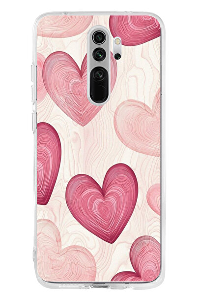 TechTree حافظة سيليكون متوافقة مع هاتف Redmi Note 8 Pro باللون الوردي الخطوي ...