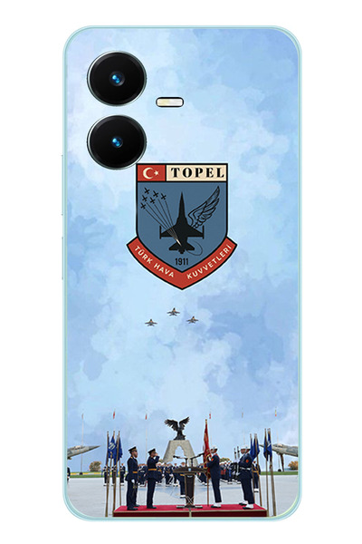 TechTree حافظة سيليكون متوافقة مع القوات الجوية التركية مطبوع لهاتف Vivo Y22S...