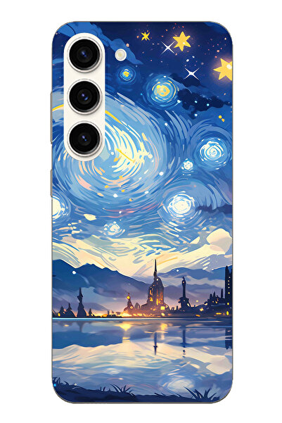 TechTree حافظة سيليكون متوافقة مع هاتف سامسونج جالاكسي S23 بتصميم السماء المر...