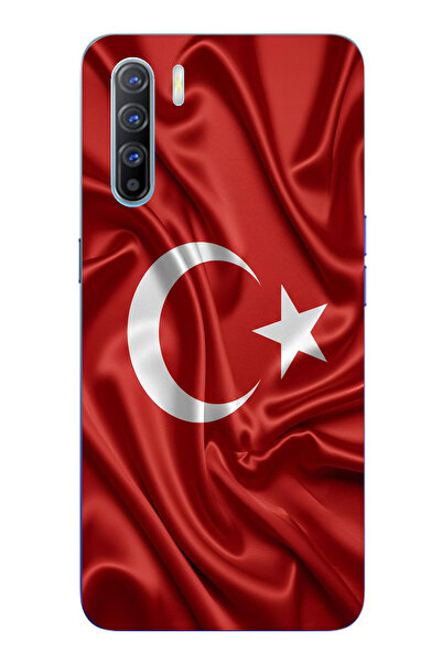 TechTree حافظة سيليكون متوافقة مع علم تركيا مطبوع لهاتف اوبو رينو 3-A91