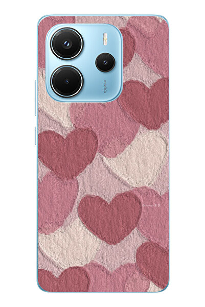 TechTree حافظة سيليكون مطبوع متوافقة مع هاتف Redmi Note 14 4G بلون وردي باستي...