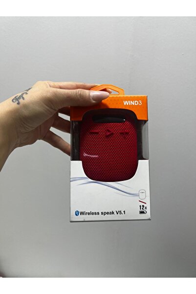 inteknoloji Wireless WIND3 taşınabilir hoparlörü 10+ Saat Kırmızı V5.1