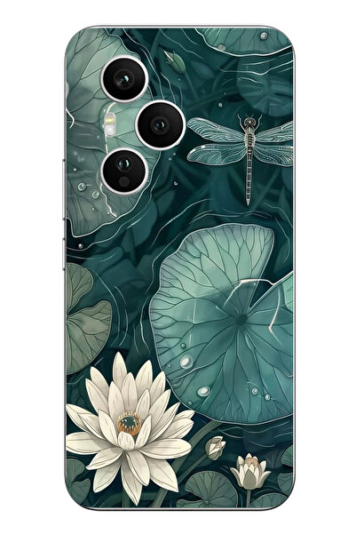 TechTree حافظة سيليكون متوافقة مع هاتف Honor 400 PRO على شكل زهرة اللوتس واليراعات مطبوع