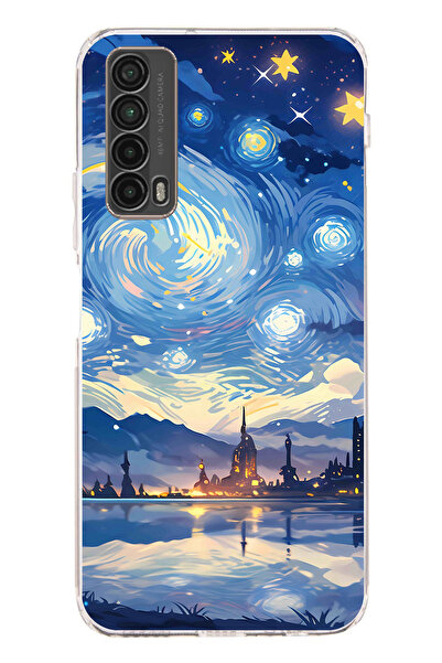 TechTree حافظة سيليكون متوافقة مع هاتف هواوي بي سمارت 2021، تصميم السماء المر...