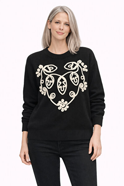DİMA Embroidery Patterned Long Sleeve Knitwear Sweater