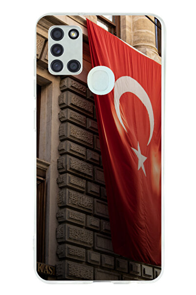 TechTree حافظة سيليكون متوافقة مع هاتف سامسونج جالاكسي A21S بتصميم العلم التر...