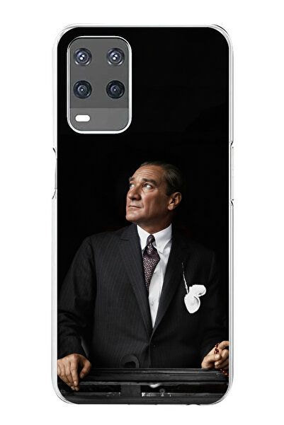 TechTree حافظة سيليكون متوافقة مع هاتف OPPO A54 من Ufka Lider Ataturk مطبوع