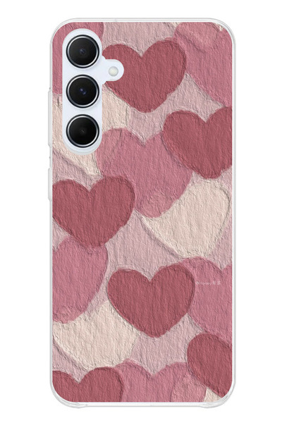 TechTree حافظة سيليكون متوافقة مع هاتف سامسونج جالاكسي A55 باللون الوردي الباستيل والقلب الوردي مطبوع