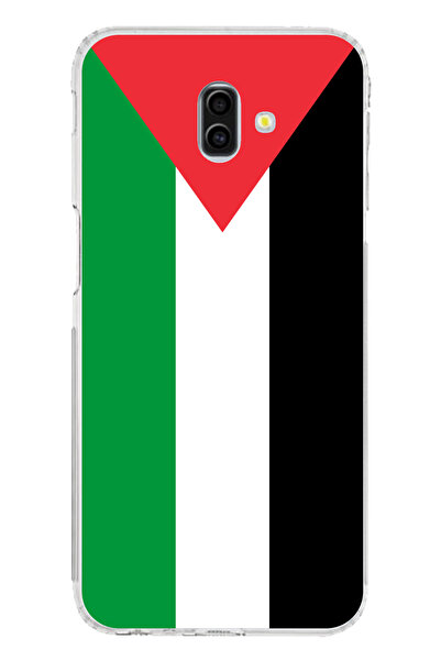 TechTree حافظة سيليكون متوافقة مع هاتف سامسونج جالاكسي J6 بلس بعلم فلسطين مطبوع