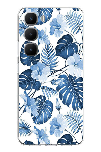 TechTree حافظة سيليكون مطبوع متوافقة مع هاتف Infinix Hot 60 Pro بنمط أوراق ال...