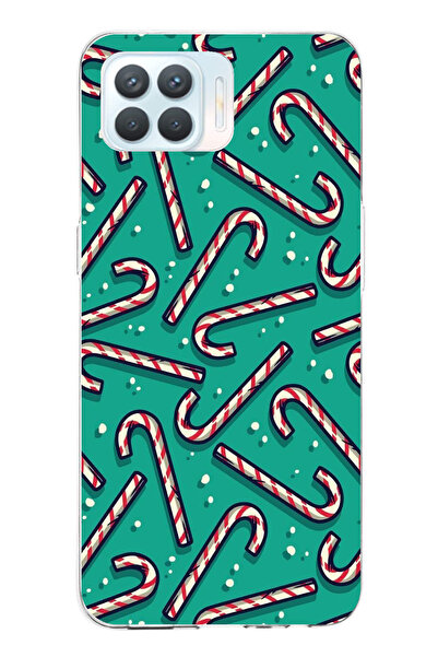 TechTree حافظة سيليكون مطبوع متوافقة مع هاتف OPPO Reno 4 Lite مزودة بعصا حلوى...