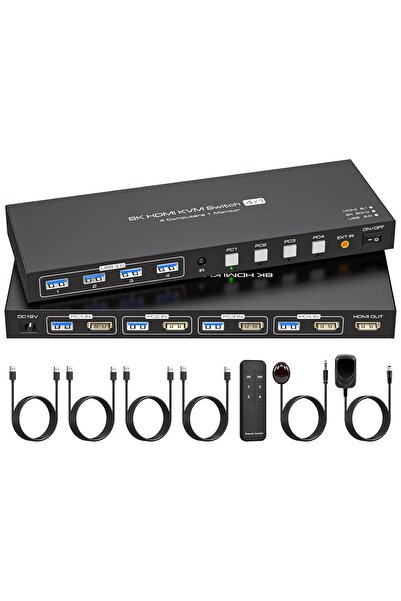 e-KMW VPFET 4K144Hz HDMI 2.1 KVM Switch 4 PC 1 Monitor