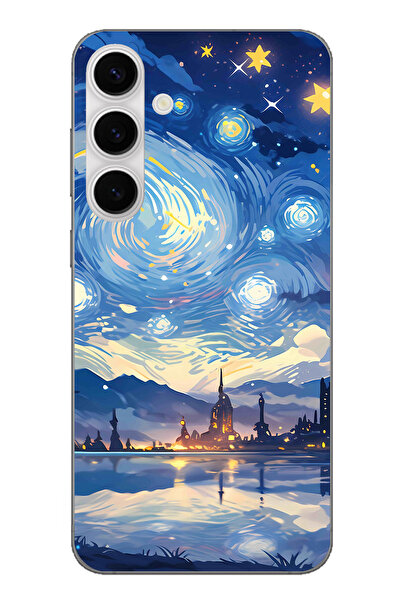 TechTree حافظة سيليكون متوافقة مع هاتف سامسونج جالاكسي S24 FE بتصميم السماء ا...