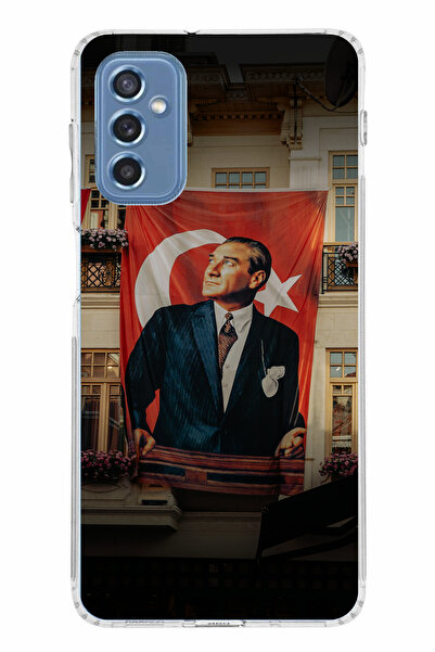 TechTree حافظة سيليكون متوافقة مع هاتف سامسونج جالاكسي M52 بتفاصيل علم كبير أ...