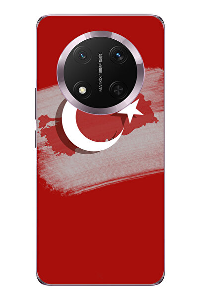 TechTree حافظة سيليكون متوافقة مع هاتف Honor Magic 7 Lite مع خريطة تركيا وعلم...