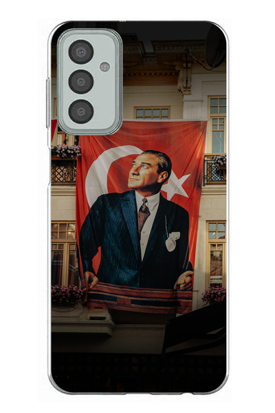 TechTree حافظة سيليكون متوافقة مع هاتف سامسونج جالاكسي M13-M23 بتفاصيل العلم العملاق أتاتورك مطبوع