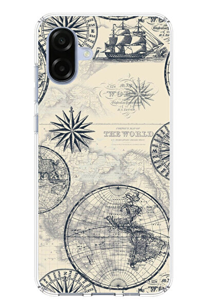 TechTree حافظة سيليكون متوافقة مع هاتف سامسونج جالاكسي A07 تحمل خريطة العالم ...