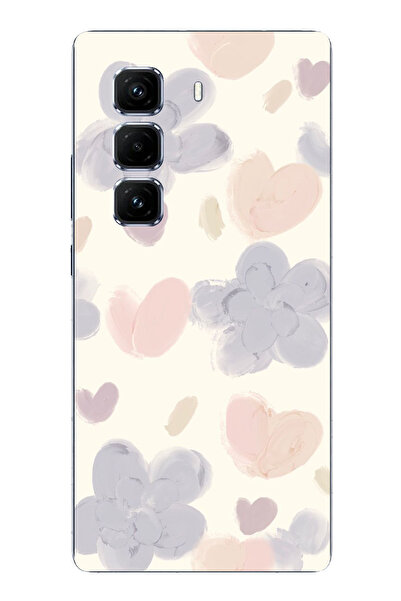 TechTree حافظة سيليكون متوافقة مع هاتف Infinix Hot 50 PRO PLUS+ من نوع Pastel Paint Garden Flower and Heart مطبوع