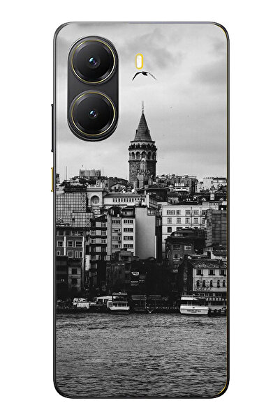 TechTree حافظة سيليكون مطبوع متوافقة مع POCO X7 PRO مع إطلالة على برج غالاتا ...