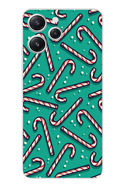 TechTree حافظة سيليكون مطبوع متوافقة مع هاتف Redmi 12 مع حلوى عيد الميلاد ورق...