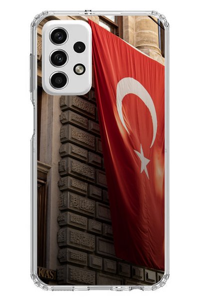 TechTree حافظة سيليكون متوافقة مع هاتف سامسونج جالاكسي A73 بتصميم العلم الترك...