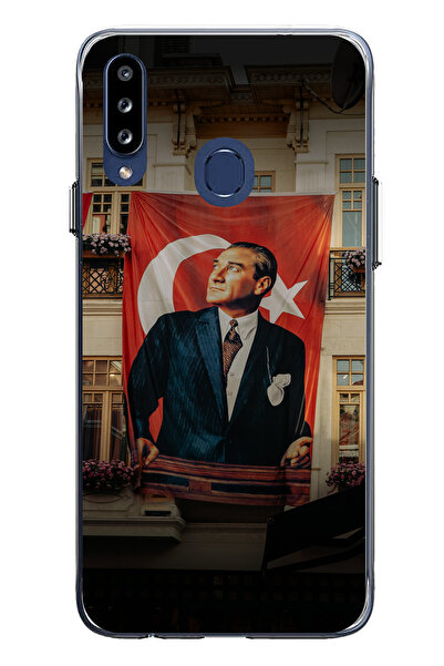 TechTree حافظة سيليكون متوافقة مع هاتف سامسونج جالاكسي A20S بتفاصيل العلم الع...