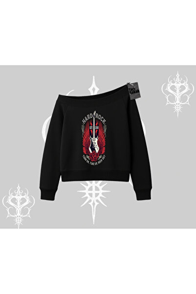 Tarzsokak Hanorac cu guler rotund Hard Rock Winged Guitar Rebellion