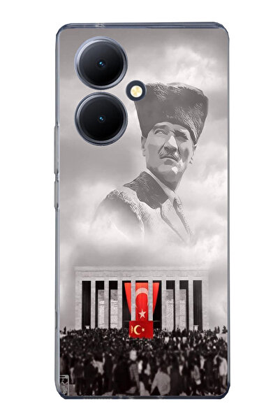TechTree حافظة سيليكون من نوع Kalaplı Atatürk مطبوع متوافقة مع هاتف Vivo V29 ...