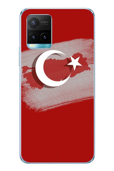 TechTree حافظة سيليكون متوافقة مع هاتف Vivo Y21S/Y33S/Y32 مع خريطة تركيا وعلم...