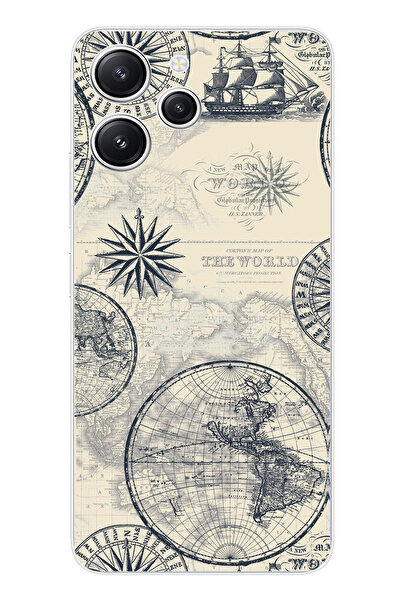 TechTree حافظة سيليكون متوافقة مع خريطة العالم الكلاسيكية وبوصلة مطبوع من Red...