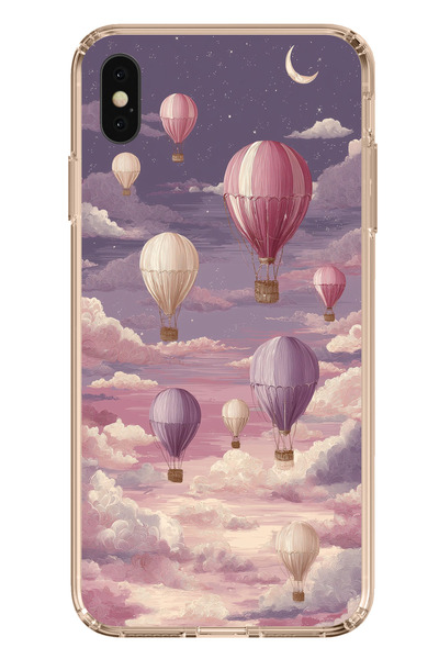 TechTree iPhone XS Max Compatible Purple Sky and Flying Balloon Printed Silic...