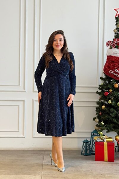 Yağmur Butik Rochie cu nod în față și aplicații de pietre