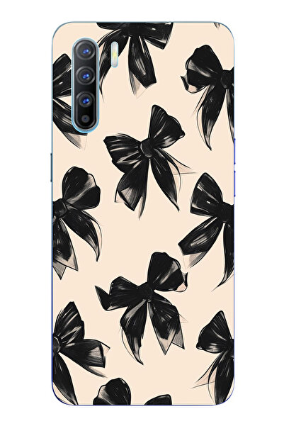 TechTree حافظة سيليكون متوافقة مع هاتف اوبو رينو 3-A91 باللون الأسود مطبوع